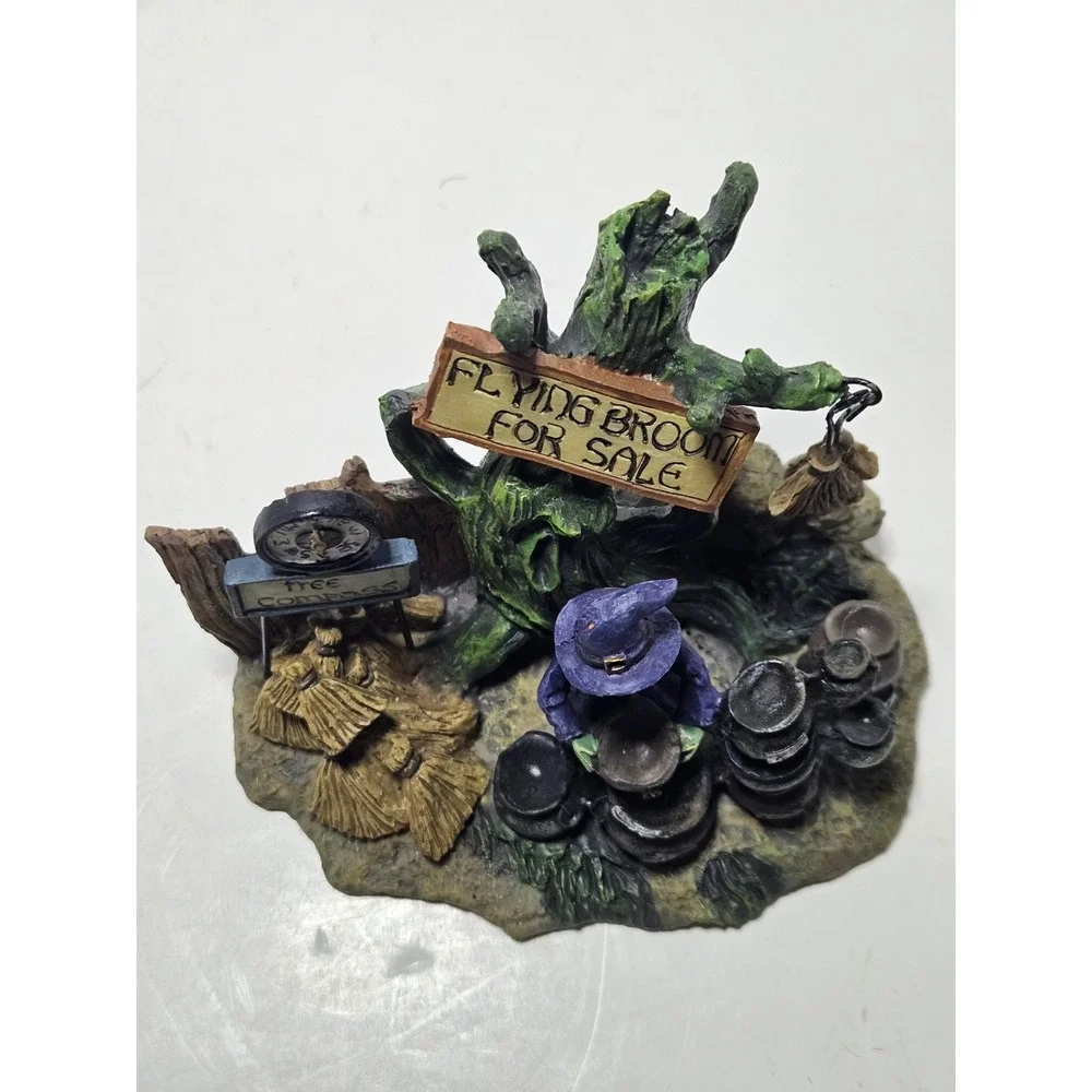 Spooky Hollow Flying Broom For Sale Witch Cauldron Halloween Village 2001